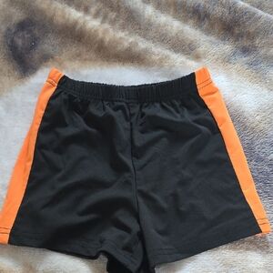 PatPat Black Athletic Shorts with Orange Side Panels